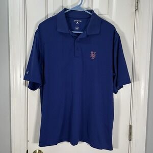 NY Mets - Antigua - Navy‎ Blue Golf Polo - Embroidered Logo - Mens L /Baseball